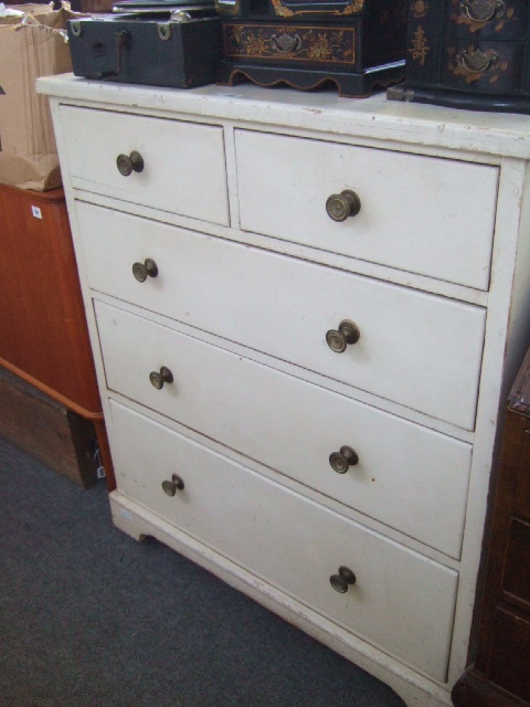 Appraisal: A th century white painted pine chest of two short