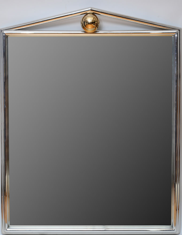 Appraisal: CONSOLE MIRROR Stainless steel brass and mirror plate x in