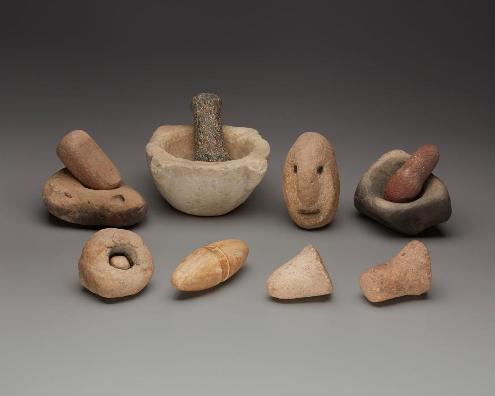 Appraisal: A group of various stone implements Pre-historic or later Comprising