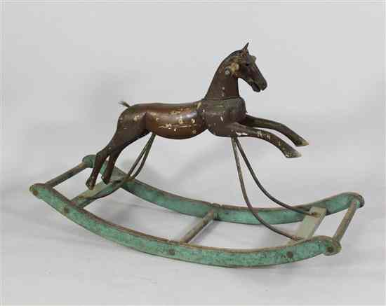 Appraisal: An Edwardian carved giltwood and gesso small size rocking horse