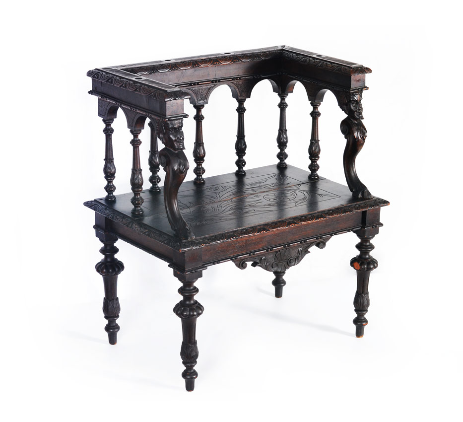 Appraisal: TH CENTURY AESTHETIC MOVEMENT CARVED CHAIR Carved all over with