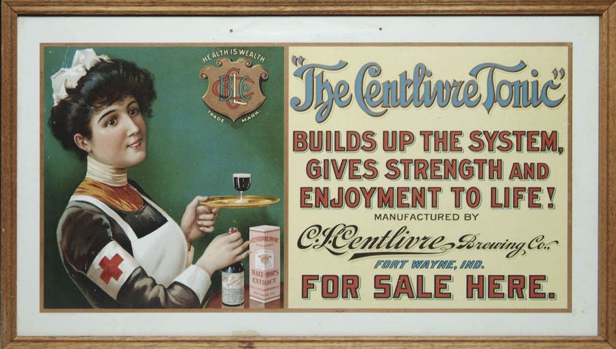 Appraisal: CENTLIVRE TONIC CARDBOARD SIGN This Fort Wayne Indiana brewing Co