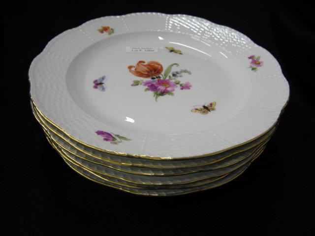 Appraisal: K P M Porcelain Plates butterfly floral basketweave border gold