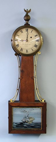 Appraisal: day weight driven mahogany with brass side arms reverse glass