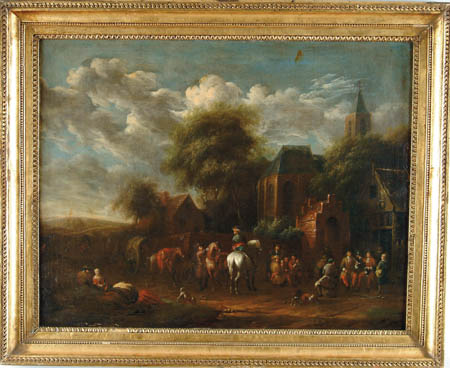 Appraisal: BARENT GAAL BAREND GAEL Dutch - VILLAGE SCENE WITH PEOPLE