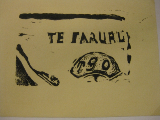 Appraisal: PAUL GAUGUIN Titre pour Le Sourire Woodcut on cream laid