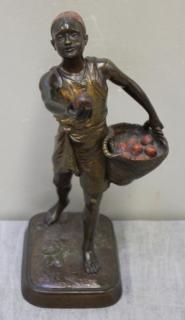 Appraisal: RICHARD Signed Patinated Orientalist Bronze of Fruit Seller A great