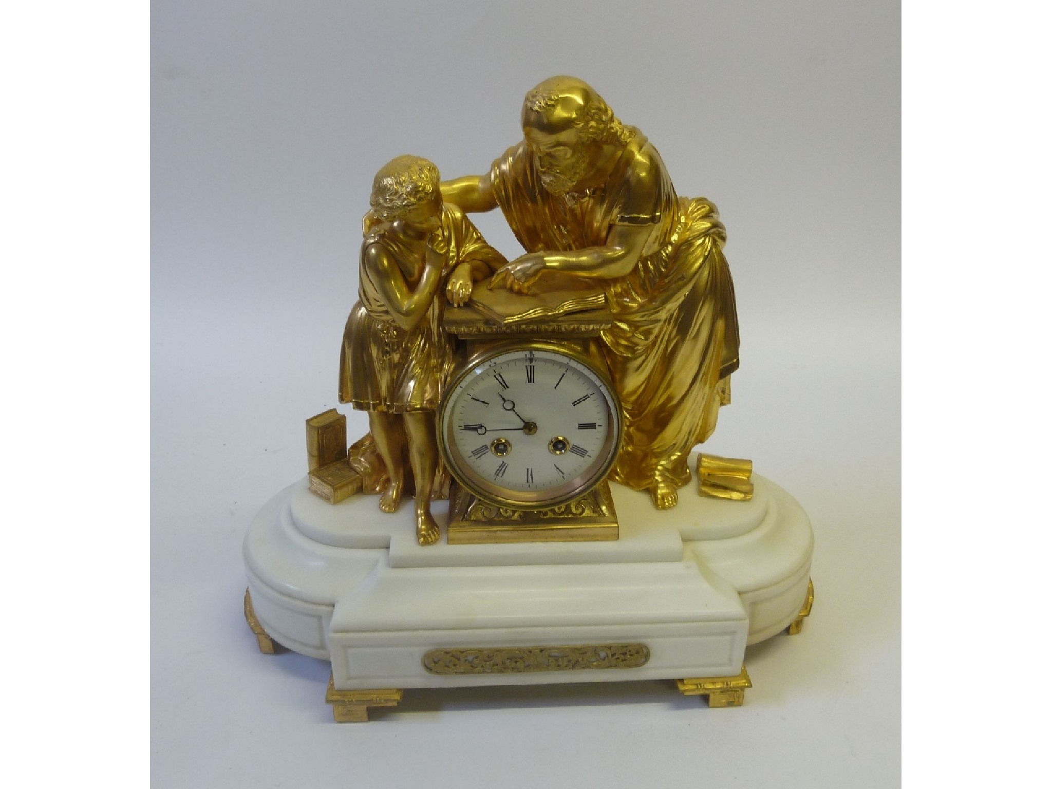 Appraisal: AN EARLY TWENTIETH CENTURY FRENCH GILT METAL AND WHITE MARBLE