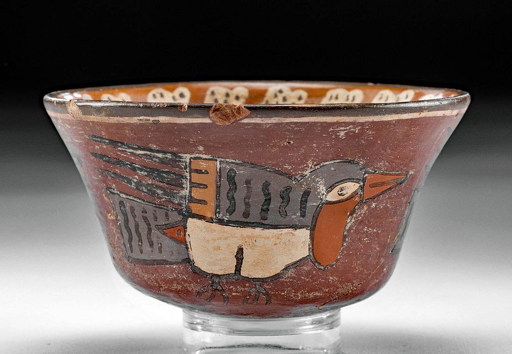 Appraisal: Fine Nazca Polychrome Bowl w Hummingbirds ex-Museum Pre-Columbian south coast