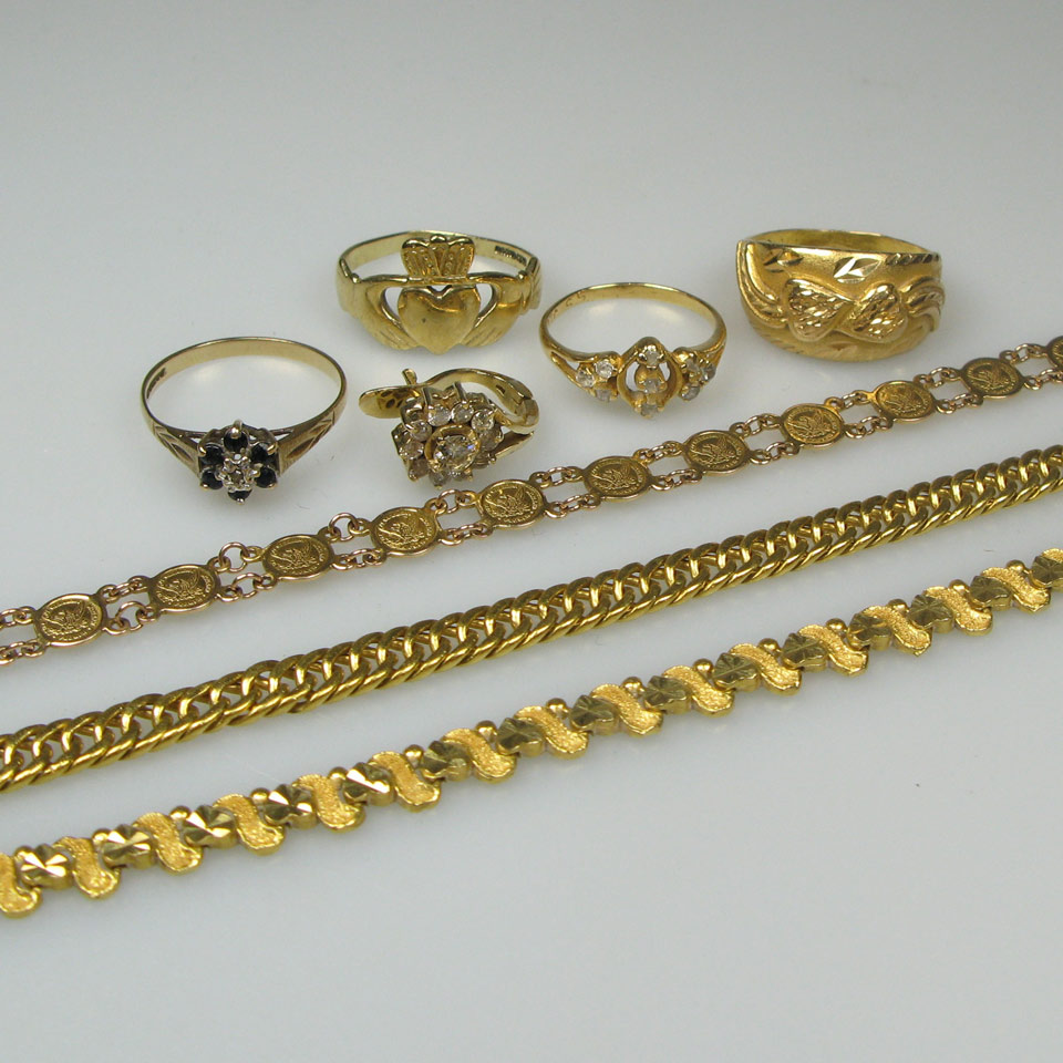 Appraisal: High Carat Gold Bracelets other gold bracelets a gold and