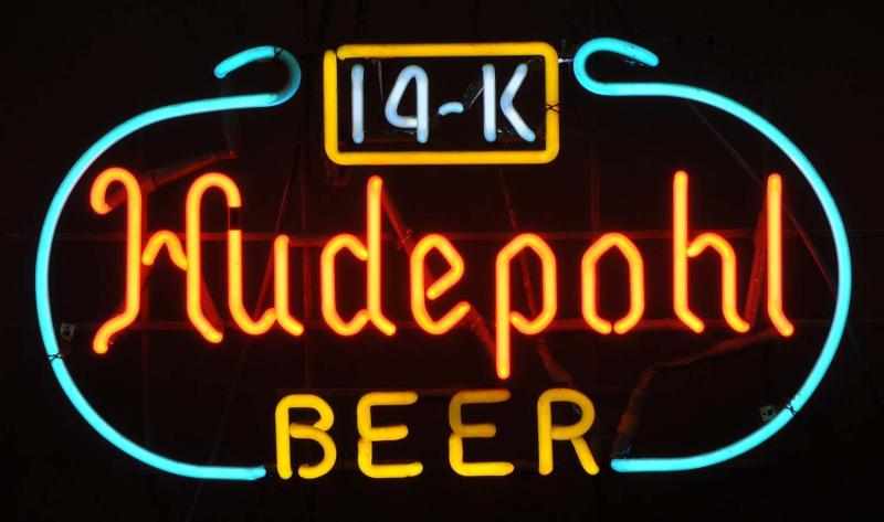 Appraisal: Hudepohl K Beer Neon Sign Description s Orange yellow white