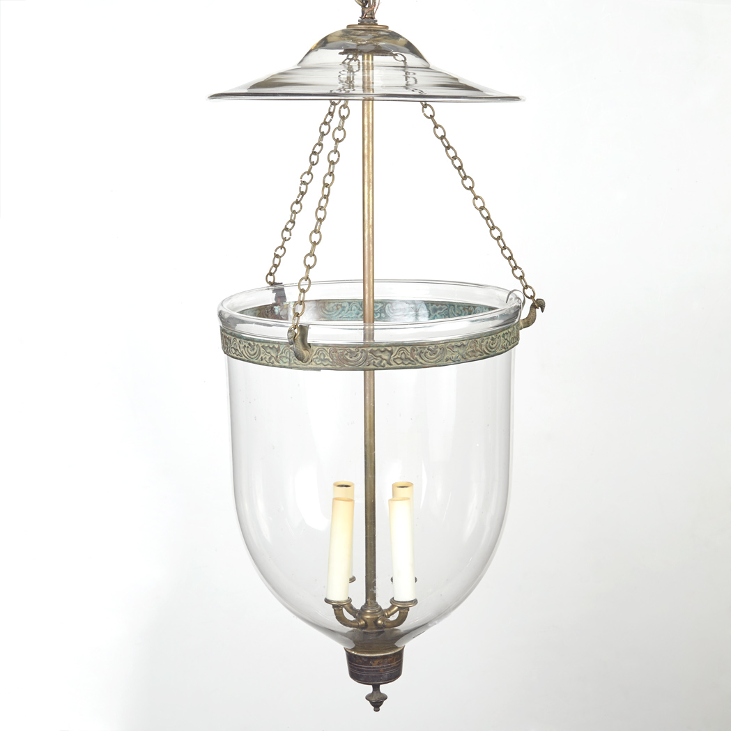 Appraisal: Clear Glass Bell Lantern Fitted for electricity the smoke shade