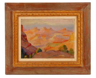 Appraisal: B D Betts Oil on Board Grand Canyon Landscape B