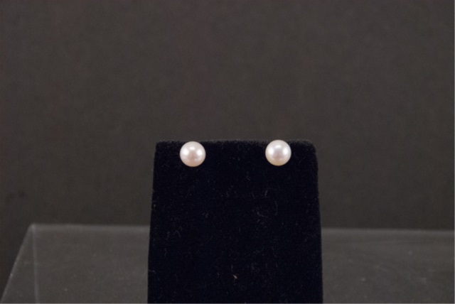 Appraisal: White Cultured Pearl Stud Earrings mm K White Gold