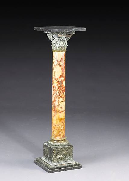 Appraisal: A Louis XVI style gilt bronze mounted marble pedestal last