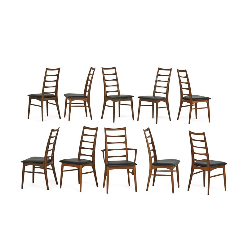 Appraisal: NIELS O MOLLER Set of ten dining chairs NIELS O