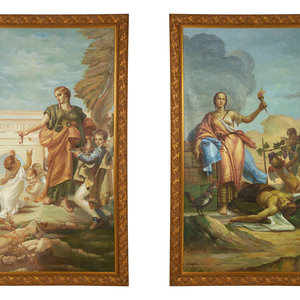 Appraisal: French School th Century Allegories a pair of works oil