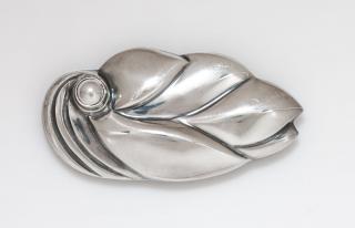 Appraisal: A Sterling Silver Leaf Motif Brooch Ole Kortzau for Georg