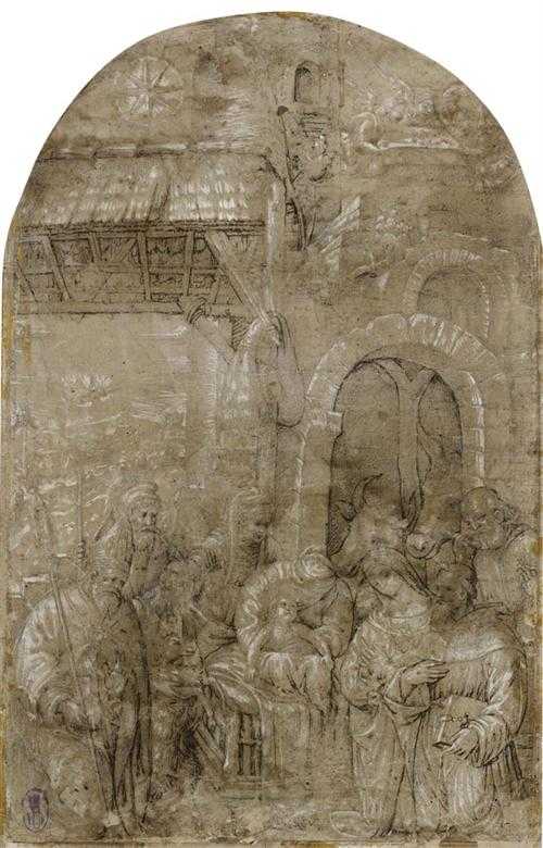 Appraisal: BOLOGNESE SCHOOL TH CENTURY The birth of Christ with adoration