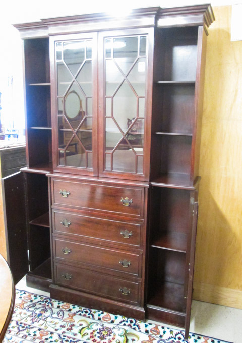 Appraisal: FEDERAL STYLE MAHOGANY BREAKFRONT SECRETARY BOOKCASE American mid- th century