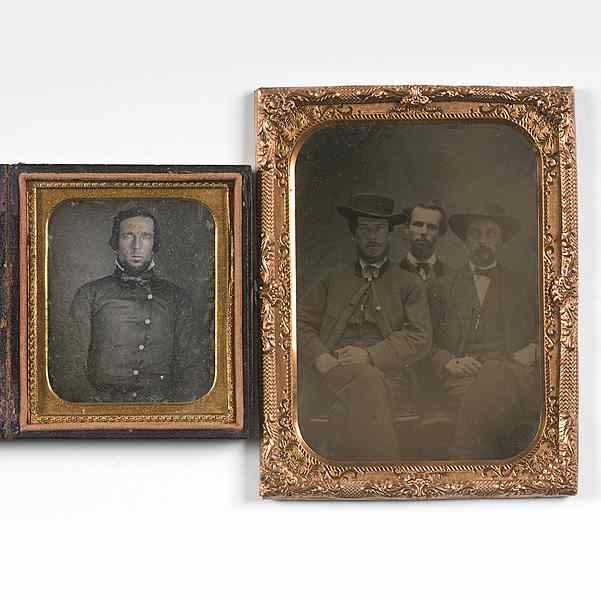 Appraisal: Unusual Half Plate Tintype of Three Men Plus Lot of