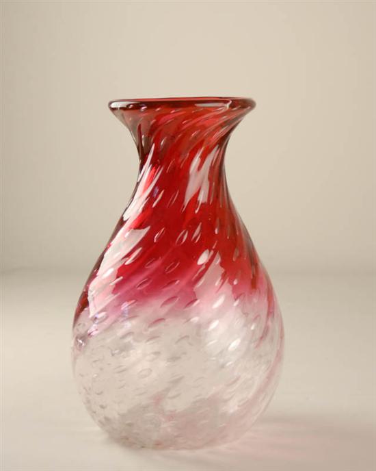 Appraisal: A Blown Rubina Glass Vase having a swirled bubble design