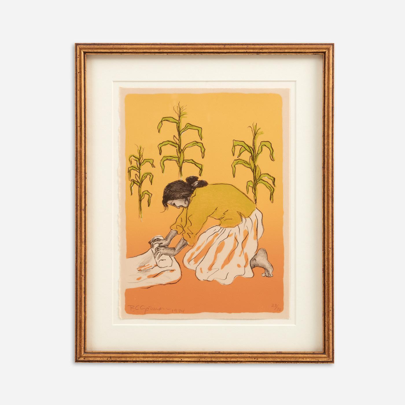 Appraisal: RC GORMAN CORN LADY COLOR LITHOGRAPH R C Gorman American