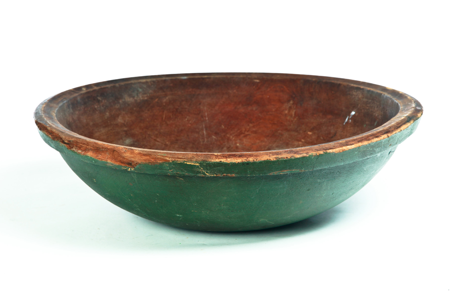 Appraisal: AMERICAN TREENWARE BOWL Second half- th century Dark interior patina