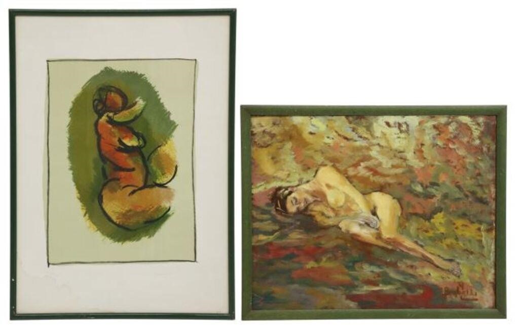 Appraisal: lot of Framed art Female Nudes including lithograph on paper