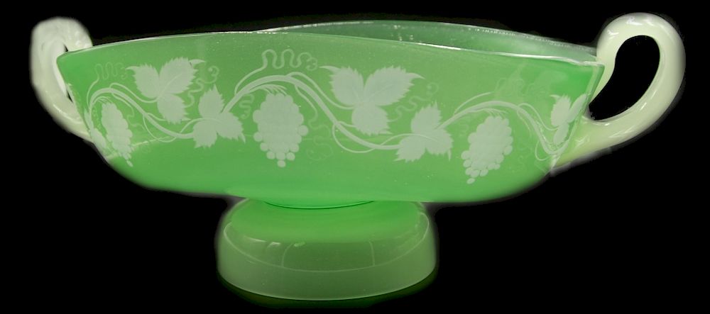 Appraisal: Steuben Frederick Carder Jade Green Acid Cut Back Bowl Steuben