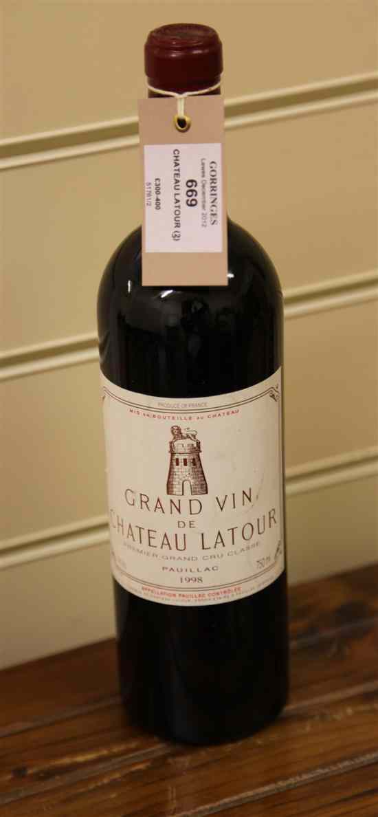 Appraisal: Two bottles of Chateau Latour Premier Cru Classe Pauillac minor