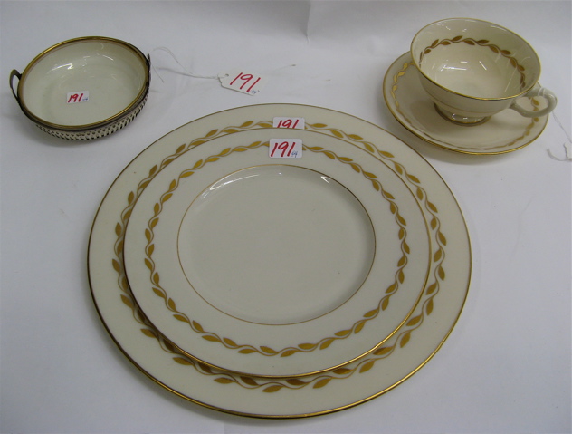 Appraisal: LENOX CHINA SET AND A WINE COASTER pieces total The