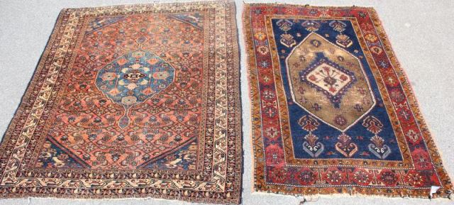 Appraisal: Lot of Antique Throw Rugs Includes one Kazak style '