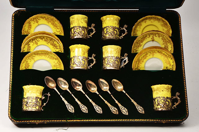 Appraisal: AN EARLY TH CENTURY PORCELAIN AND SILVER MOUNTED COFFEE SET