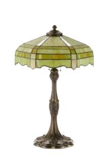 Appraisal: American Neoclassical Green Slag Glass Table Lamp American first half