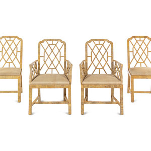 Appraisal: A Set of Four Georgian Style Bone-Veneered Dining Chairs th