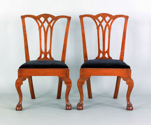 Appraisal: Pair of Delaware Valley Chippendale mahogany dining chairs ca each