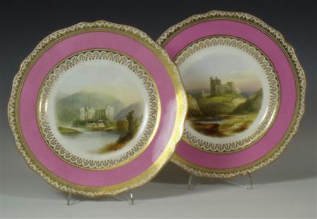 Appraisal: A Victorian Copeland landscape part fruit service each well decorated