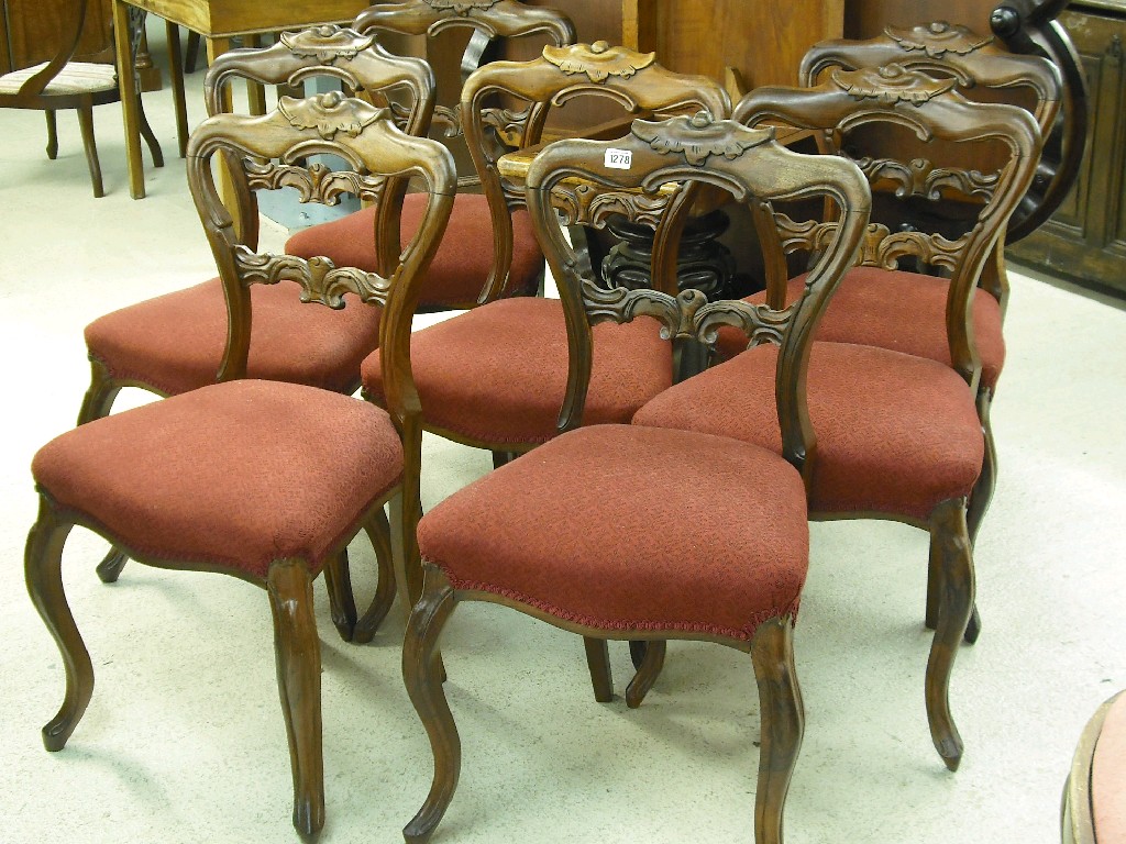 Appraisal: Set of six Victorian rosewood balloon back dining chairs the