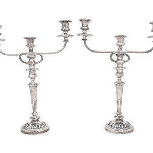 Appraisal: A Pair of English Silver Three-Light Candelabra Matthew Bolton Birmingham