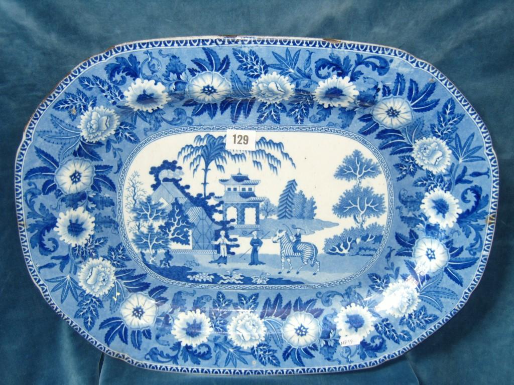 Appraisal: A th century blue and white meat plate of oval