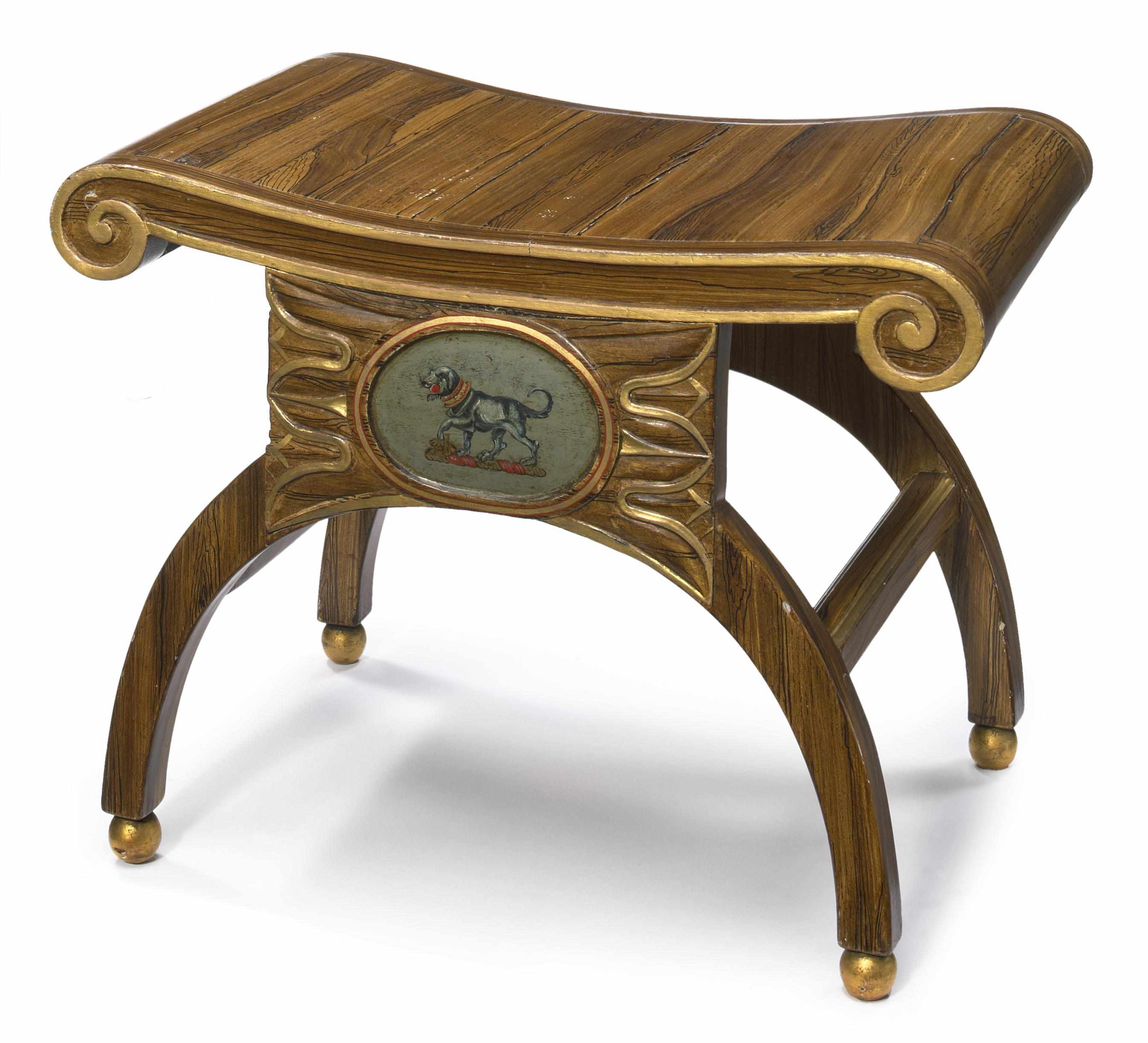 Appraisal: A Regency faux rosewood and parcel gilt stool th centuryPainted