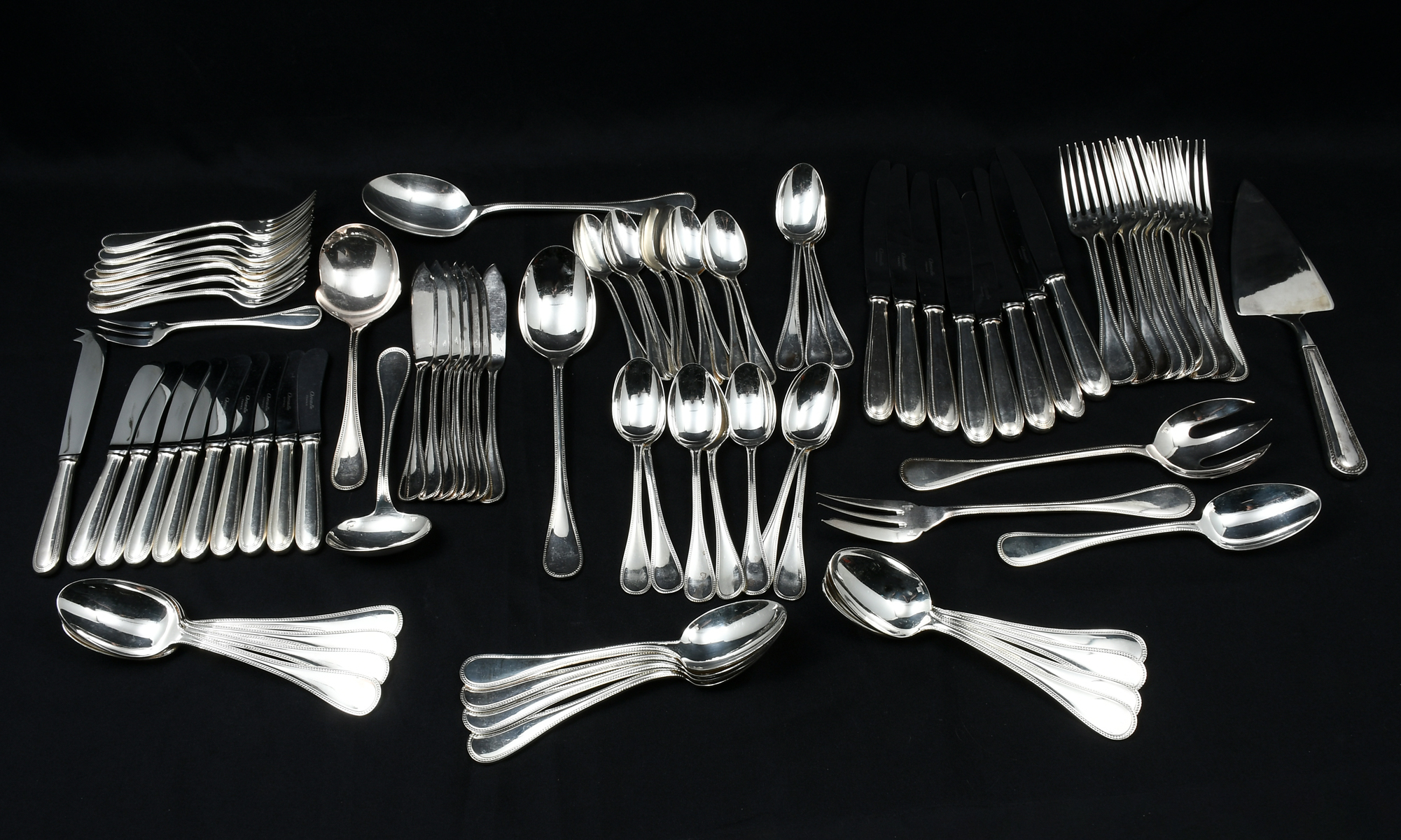 Appraisal: PC CHRISTOFLE SILVERPLATE FLATWARE Comprising - Dinner knives - Luncheon