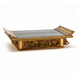 Appraisal: Chinese Gilt and Lacquered Stand circa with carved lotus panels