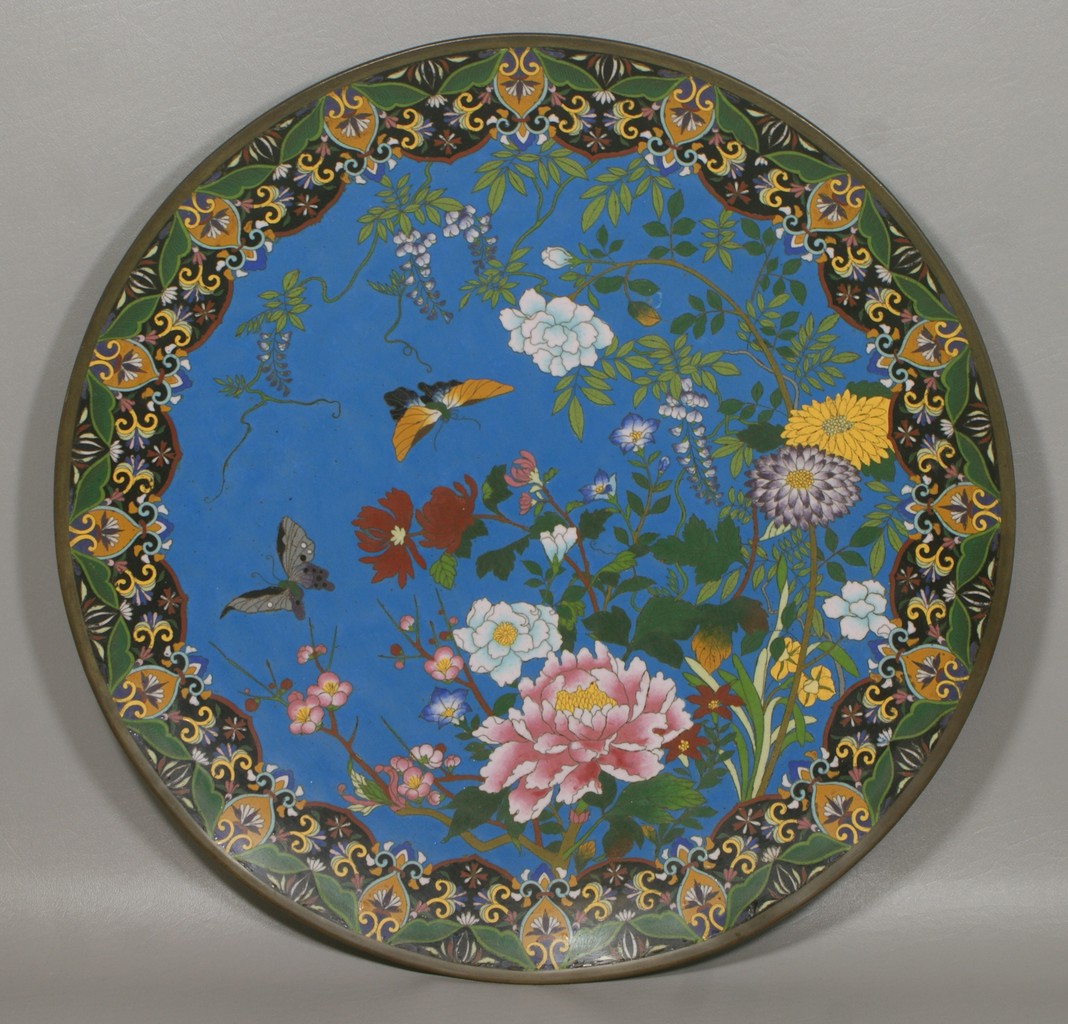 Appraisal: Cloisonn charger floral and butterfly design d