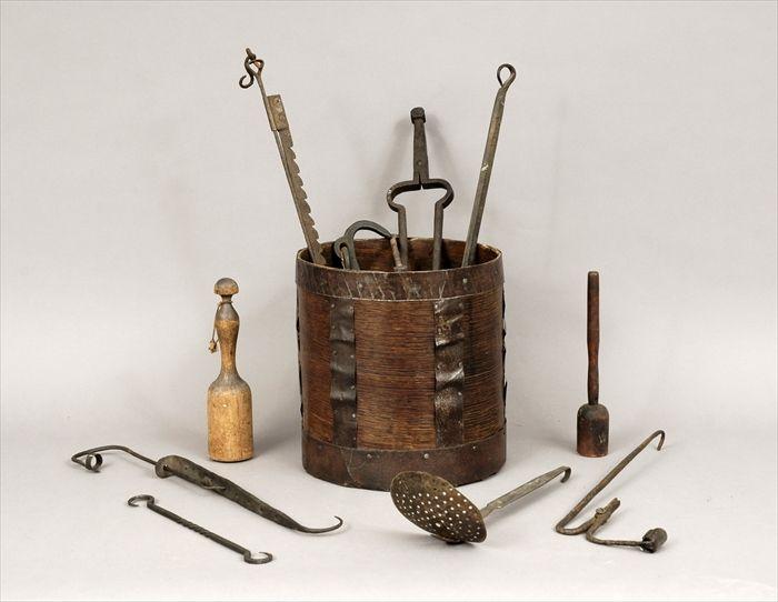 Appraisal: Assorted Iron Fireplace and Cooking Implements Together with three wrought-iron