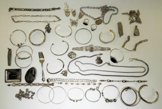 Appraisal: Lot of Misc Silver Bracelets Chains Articles UNITED STATES TH