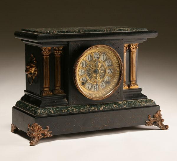 Appraisal: Seth Thomas mantle clock gilt cast metal dial flanked by