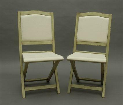 Appraisal: Pair of Campaign-Style Painted Folding Chairs Each x x in