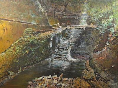 Appraisal: Vladimir Sidsoruk Russian b Waterfall Oil on canvas signed lower